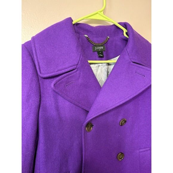 Size 6 J Crew Women's Wool Blend Pea Coat Purple Double Breasted Lined - Picture 1 of 5